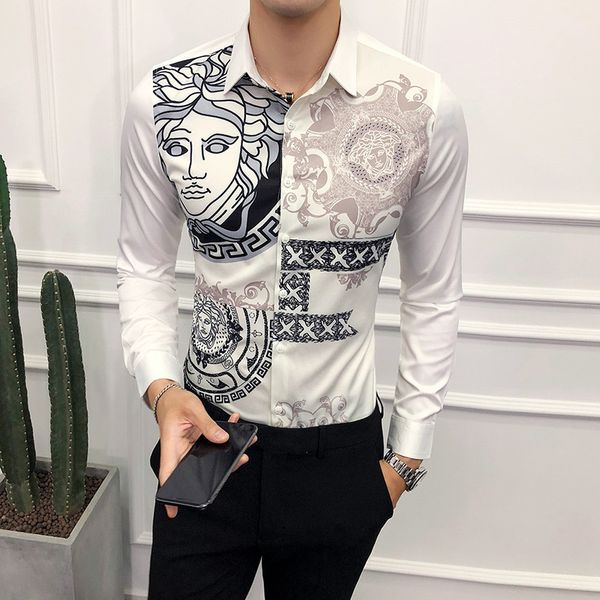 men printed long sleeve shirts slim fitmen's slim fit printed long-sleeve button-down dress floral shirt a8, White;black
men printed long sleeve shirts slim fitmen's slim fit printed long-sleeve button-down dress floral shirt a8, White;black