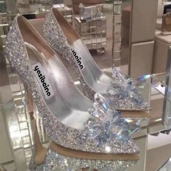 new cinderella crystal wedding shoes pointed toe slim pumps women's silver rhinestone bridal shoes 2020 luxury designer women shoes, Black
new cinderella crystal wedding shoes pointed toe slim pumps women's silver rhinestone bridal shoes 2020 luxury designer women shoes, Black