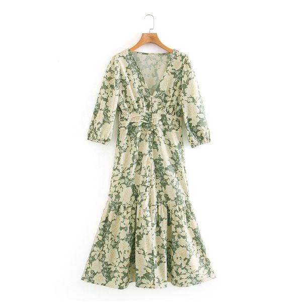 women fashion bohemian style floral print green floor dress 2020 summer chic lady half sleeve v-neck high waist dresses femme, White;black
women fashion bohemian style floral print green floor dress 2020 summer chic lady half sleeve v-neck high waist dresses femme, White;black