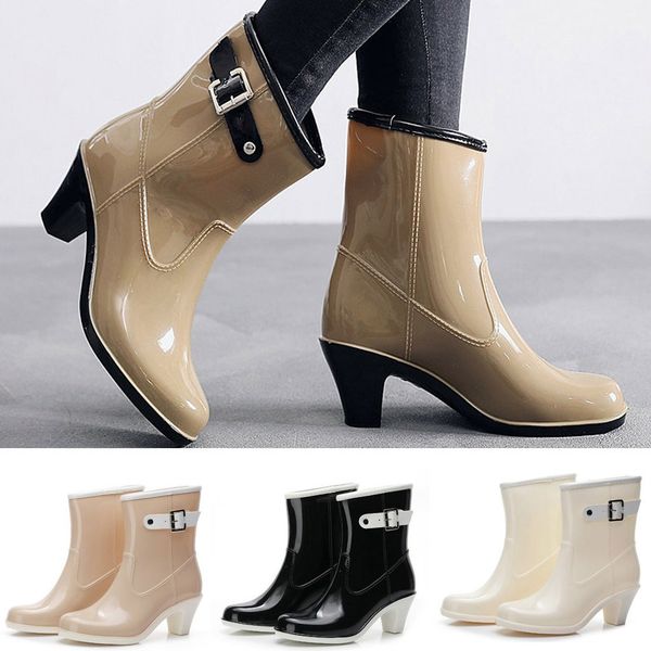 women snow rain boots women's punk style midnon-slip leather boots high heel water shoes dropshipping, Black
women snow rain boots women's punk style midnon-slip leather boots high heel water shoes dropshipping, Black