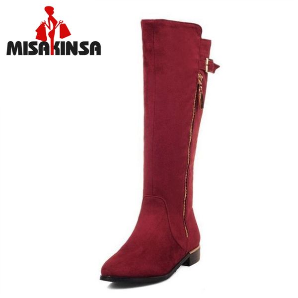 fitwee women knee high boots zipper winter warm fur shoes woman buckle flats long boots classic round toe shoes size 33-42, Black
fitwee women knee high boots zipper winter warm fur shoes woman buckle flats long boots classic round toe shoes size 33-42, Black