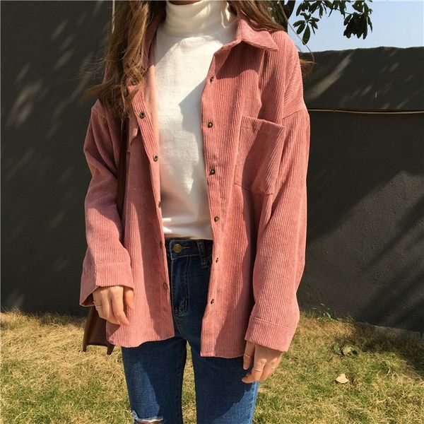 fashion 2 colors 2018 autumn women loose jackets korean long sleeve corduroy jackets outwear casual pocket solid, Black;brown
fashion 2 colors 2018 autumn women loose jackets korean long sleeve corduroy jackets outwear casual pocket solid, Black;brown
