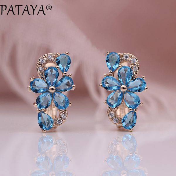 PATAYA New Water Drop Plum Blossom Dangle Earrings Women Fashion Trendy Jewelry 585 Rose Gold Petal Natural Zircon Blue Earrings
PATAYA New Water Drop Plum Blossom Dangle Earrings Women Fashion Trendy Jewelry 585 Rose Gold Petal Natural Zircon Blue Earrings