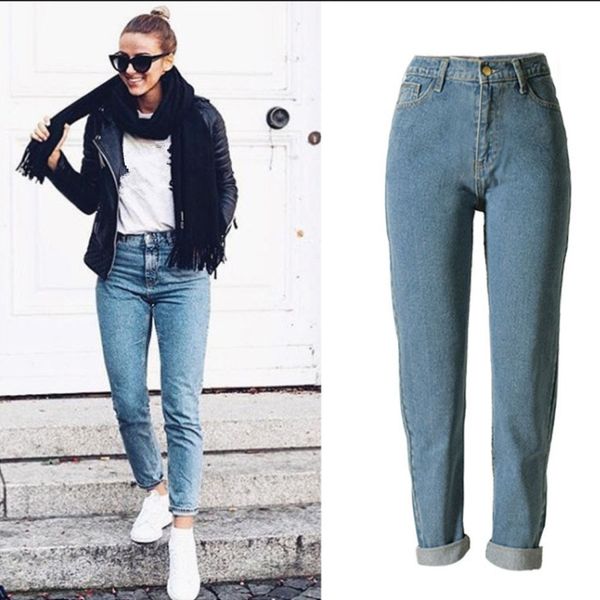 women high waist jeans slim mom style pencil jeans high quality denim pants, Blue
women high waist jeans slim mom style pencil jeans high quality denim pants, Blue