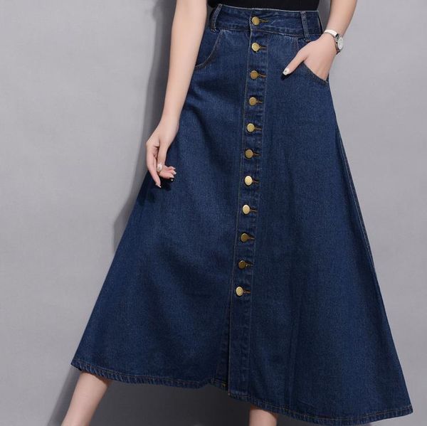 women long skirt loose pockets high waist single-breasted denim skirt a big swing umbrella xxxl, Black
women long skirt loose pockets high waist single-breasted denim skirt a big swing umbrella xxxl, Black