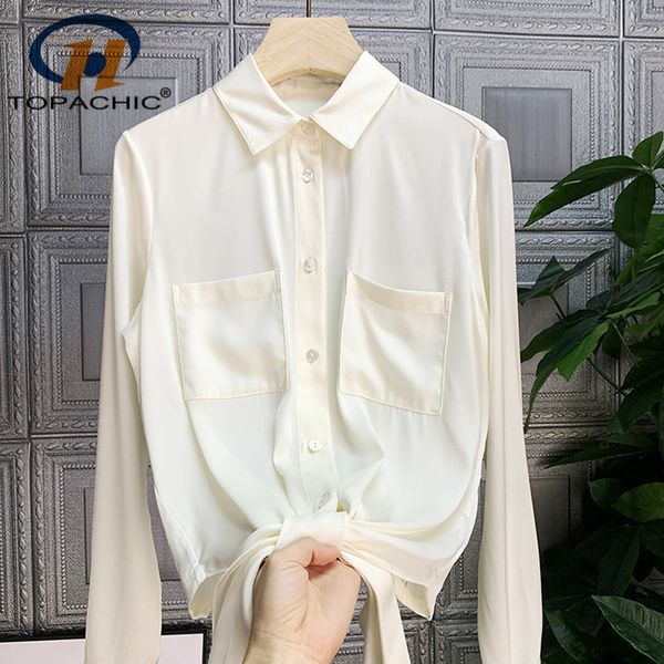 women's blouses & shirts 5.3 2021 summer women turn-down collar long sleeve single breasted double pocket design temperament si, White
women's blouses & shirts 5.3 2021 summer women turn-down collar long sleeve single breasted double pocket design temperament si, White