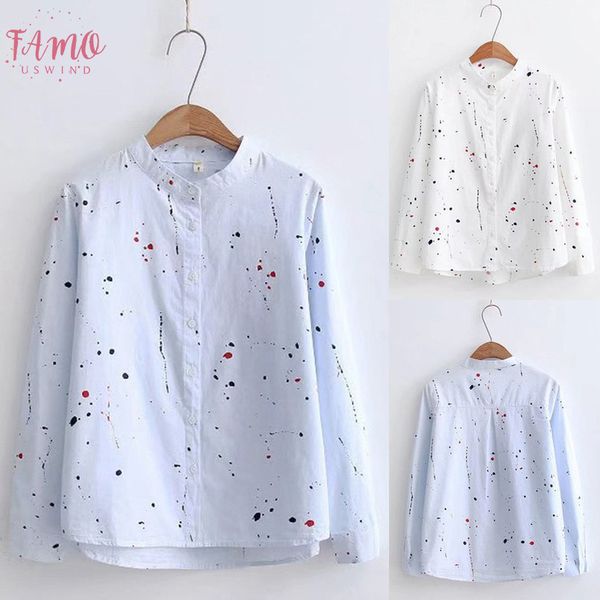 women casual shirts blouses long sleeve print button korean loose blouse camisas female shirts blouse plus size s 3xl, White 
women casual shirts blouses long sleeve print button korean loose blouse camisas female shirts blouse plus size s 3xl, White