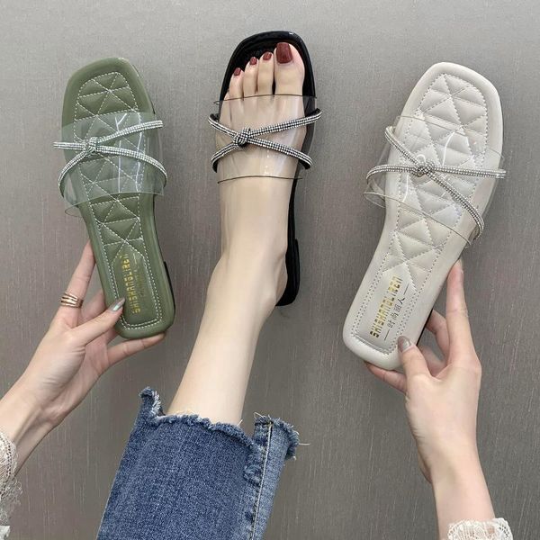 shoes ladies' slippers cross-tied low transparent heel glitter slides fashion summer woman flat soft jelly beach, Black
shoes ladies' slippers cross-tied low transparent heel glitter slides fashion summer woman flat soft jelly beach, Black