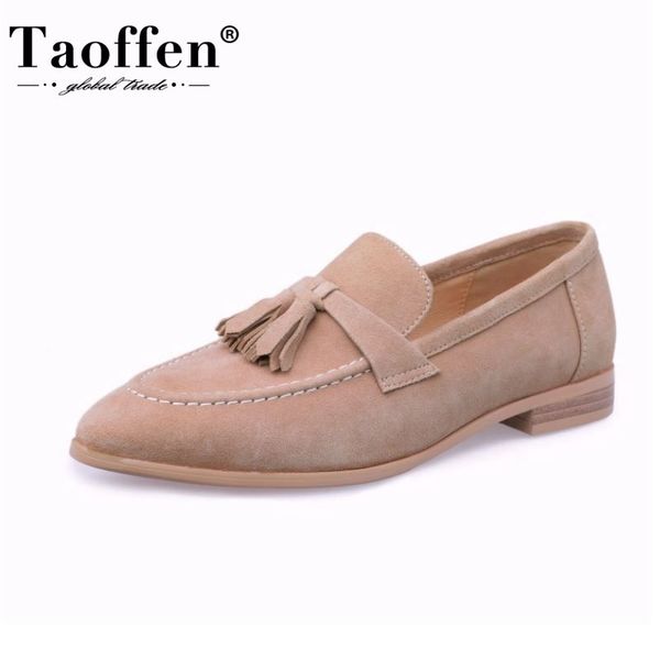 taoffen women genuine leather shoes lady flat shoes fashion fringe design women solid color round toe footwear size 34-39, Black
taoffen women genuine leather shoes lady flat shoes fashion fringe design women solid color round toe footwear size 34-39, Black