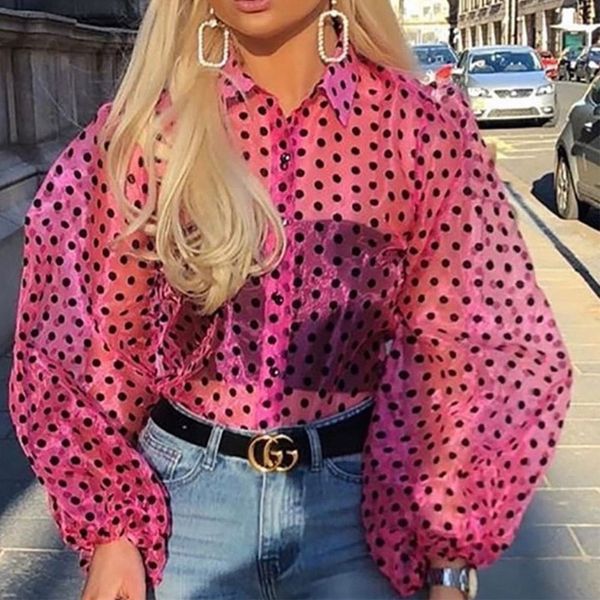 brand designer women transparent blouse 2019 autumn fashion style turn down collar polka dots printed long sleeve sheer shirts, White
brand designer women transparent blouse 2019 autumn fashion style turn down collar polka dots printed long sleeve sheer shirts, White