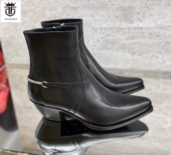 2020 new real leather men booties metal decoration boots embroidery boots point toe men's party shoes med heel 5cm botas, Black
2020 new real leather men booties metal decoration boots embroidery boots point toe men's party shoes med heel 5cm botas, Black