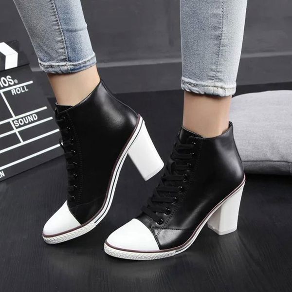 winter genuine leather lace up ankle boots thick heel high heel short boots autumn black white single women
winter genuine leather lace up ankle boots thick heel high heel short boots autumn black white single women