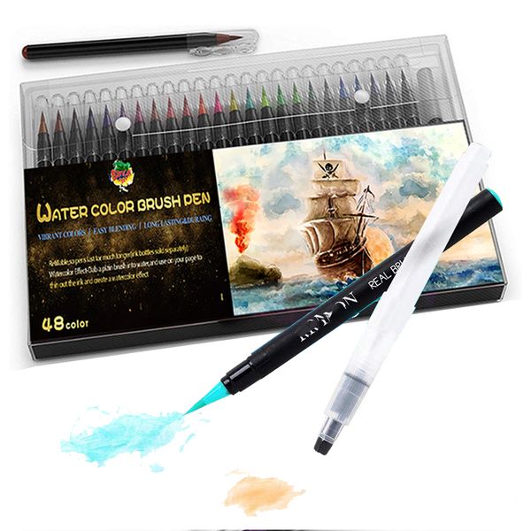 72 Colors Nylon Nib Soft Brush Tip Pen For Writing Drawing Watercolor Brush Marker