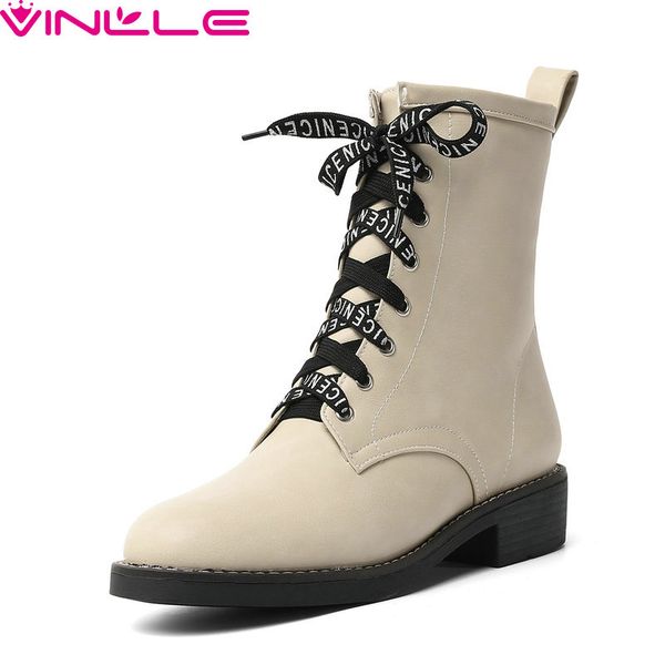 vinlle 2019 women shoes ankle boots pu leather lace up square low heel round toe concise basic casual western style size 34-43, Black
vinlle 2019 women shoes ankle boots pu leather lace up square low heel round toe concise basic casual western style size 34-43, Black