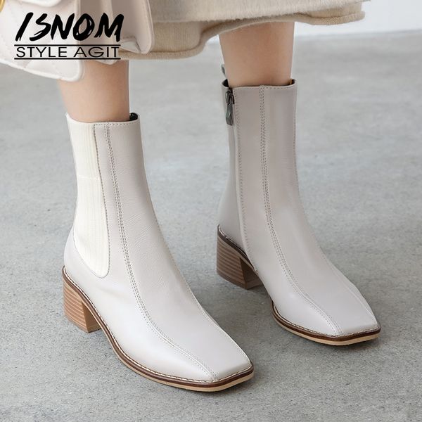 isnom cow leather boots women knitting ankle boot woman high heels shoes female square toe stretch shoes ladies winter 2020, Black
isnom cow leather boots women knitting ankle boot woman high heels shoes female square toe stretch shoes ladies winter 2020, Black