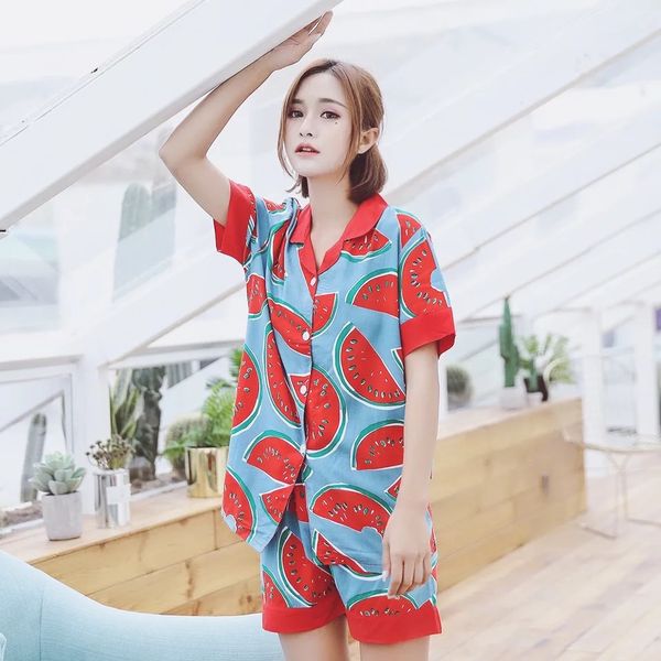 summer cute watermelon pajamas sleepwear for women sleeve pyjamas cotton + shorts pajamas sets nightwear sleepwear, Blue;gray
summer cute watermelon pajamas sleepwear for women sleeve pyjamas cotton + shorts pajamas sets nightwear sleepwear, Blue;gray