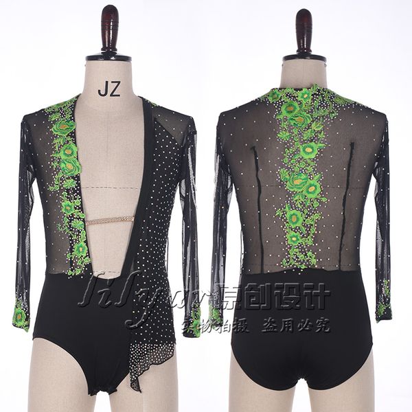 green embroidery flower latin dance men's mesh black sparkly rhinestones shirt male ballroom latin dress, Black;red
green embroidery flower latin dance men's mesh black sparkly rhinestones shirt male ballroom latin dress, Black;red