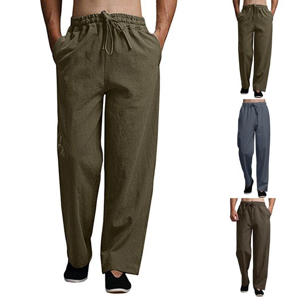 men summer fashion casual cotton long pants solid color casual pants beach -4xl, Black
men summer fashion casual cotton long pants solid color casual pants beach -4xl, Black
