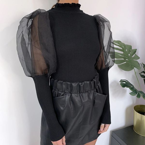fashion brand designer puff sleeve knitted for women vintage winter autunm fashion designer luxury sweater special pullover, White;black
fashion brand designer puff sleeve knitted for women vintage winter autunm fashion designer luxury sweater special pullover, White;black