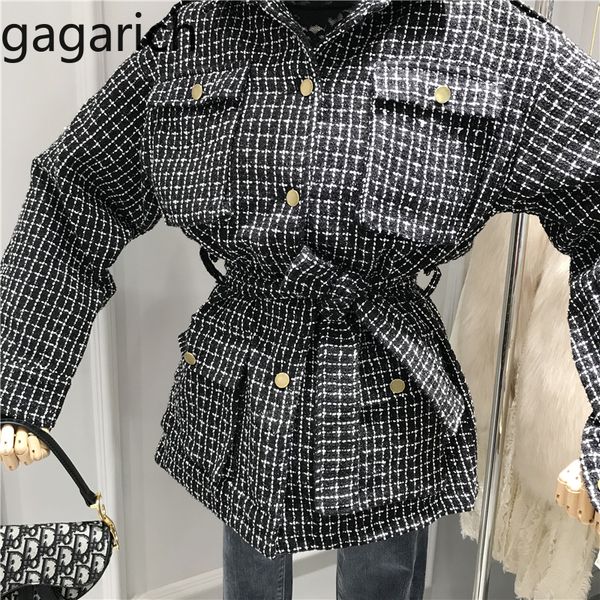 gagarich women jacket korean style retro plaid coat 2019 female new autumn winter lapel loose tie midi woolen top, Black
gagarich women jacket korean style retro plaid coat 2019 female new autumn winter lapel loose tie midi woolen top, Black