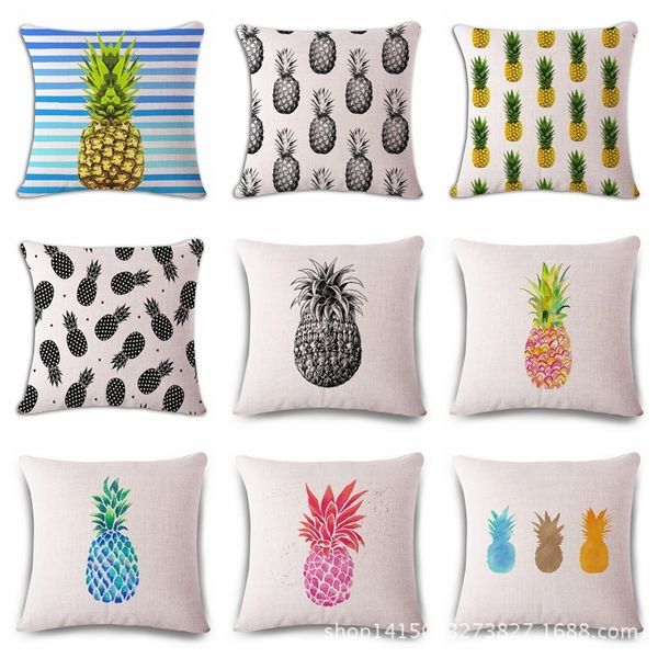 pineapple pattern cotton flax pillow back cushion