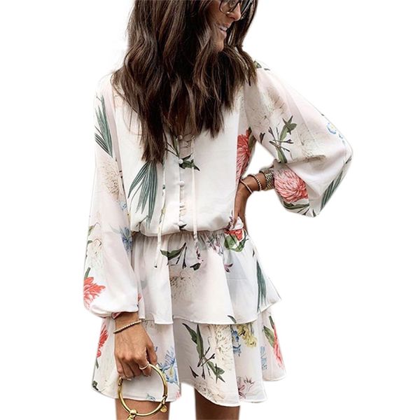 elegant chiffon floral print mini dress women lace up long sleeve ruffled dress summer beach dresses, White
elegant chiffon floral print mini dress women lace up long sleeve ruffled dress summer beach dresses, White