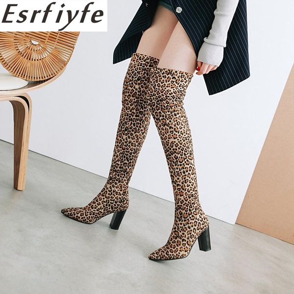 esrfiyfe 2018 new western style winter over the knee boots square high heels pointed toe women boots leopard print, Black
esrfiyfe 2018 new western style winter over the knee boots square high heels pointed toe women boots leopard print, Black