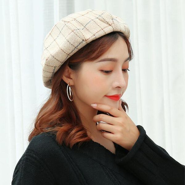kuulee women autumn winter hat retro plaid octagonal beret lady sweet vintage all match hat, Blue;gray
kuulee women autumn winter hat retro plaid octagonal beret lady sweet vintage all match hat, Blue;gray