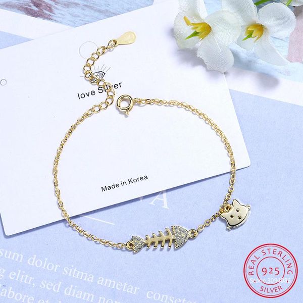 925 sterling silver creative handmade cat fish bracelets adjustable for women fashion charming jewelry accessories, Golden;silver
925 sterling silver creative handmade cat fish bracelets adjustable for women fashion charming jewelry accessories, Golden;silver