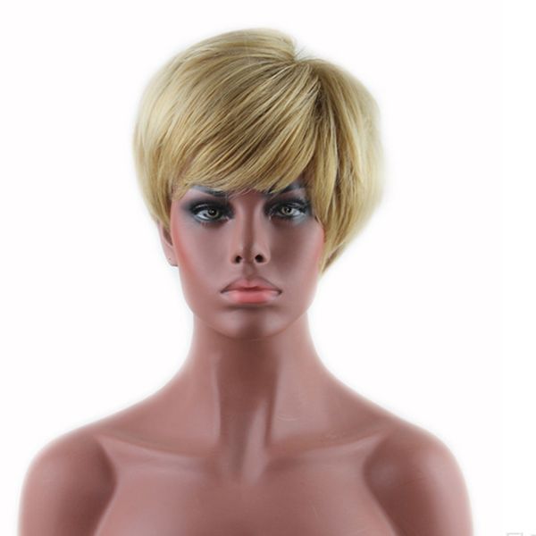 short blonde synthetic wigs with bangs for women glueless short hair wig heat resistant synthetic hair straight for american african cosplay, Black
short blonde synthetic wigs with bangs for women glueless short hair wig heat resistant synthetic hair straight for american african cosplay, Black