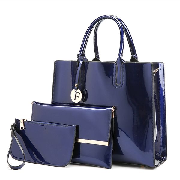 brand 3 sets women handbags patent leather female messenger bag luxury tote+ladies shoulder crossbody bag+clutch 
brand 3 sets women handbags patent leather female messenger bag luxury tote+ladies shoulder crossbody bag+clutch