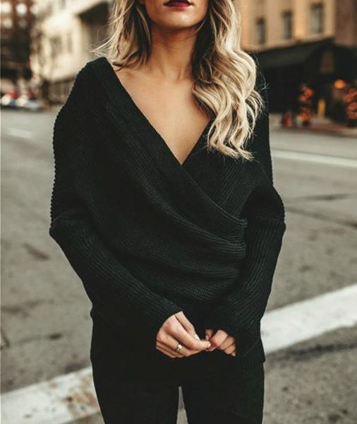 solid color womens sweaters ladies long sleeve long knits winter female apparel deep v neck, White;black
solid color womens sweaters ladies long sleeve long knits winter female apparel deep v neck, White;black