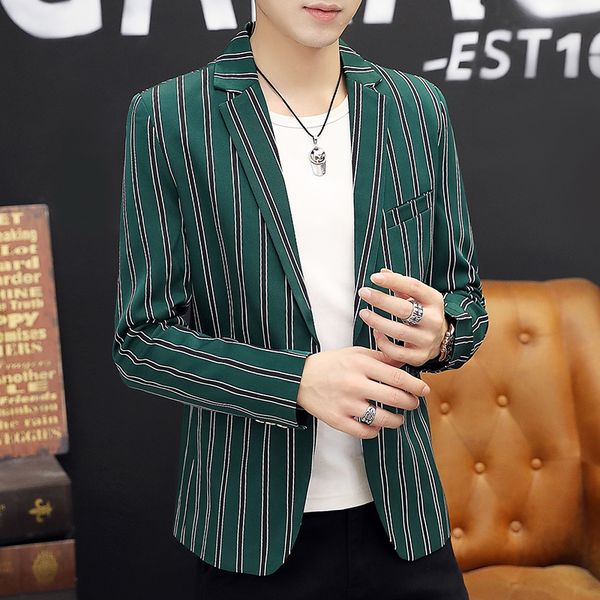 blazer men 2020 spring and autumn new stripe lapel slim men's boutique suits blazers, White;black
blazer men 2020 spring and autumn new stripe lapel slim men's boutique suits blazers, White;black