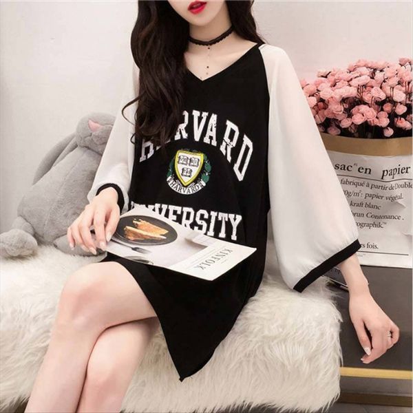 с короткими рукавами свободного большого размера жир сестры шифон семь рукава ins с короткими рукавами футболки топ футболка рыхлого жировое, White
с короткими рукавами свободного большого размера жир сестры шифон семь рукава ins с короткими рукавами футболки топ футболка рыхлого жировое, White