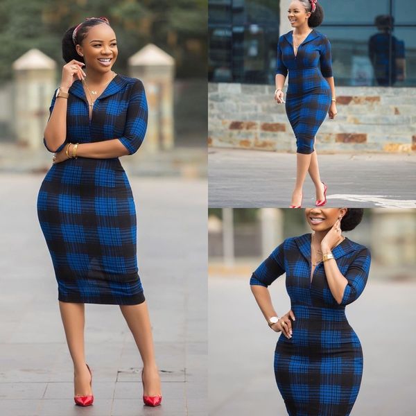 2020 blue black plaid print slim knee-length dress fashion streetwear elegant office lady half sleeve pencil gowns, White;black
2020 blue black plaid print slim knee-length dress fashion streetwear elegant office lady half sleeve pencil gowns, White;black