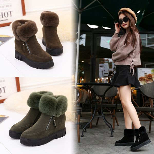 new winter thick bottom muffin with within increase women's shoes short boots women keep warm snowfield cotton boots, Black
new winter thick bottom muffin with within increase women's shoes short boots women keep warm snowfield cotton boots, Black