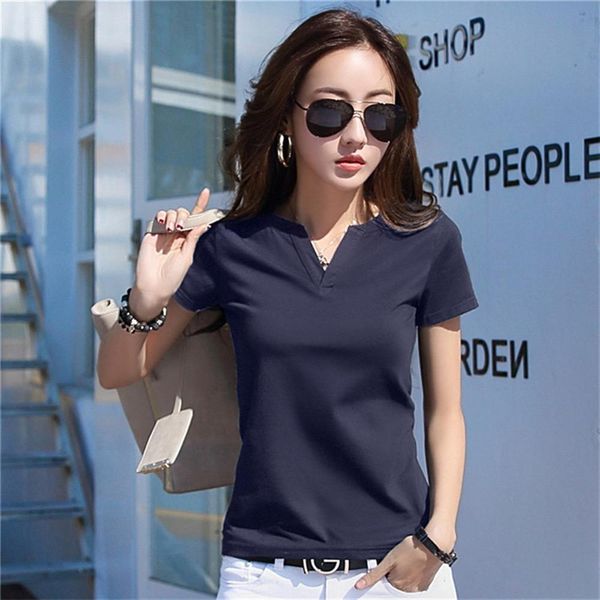 2018 new arrival fashion solid short sleeve shirt slim cotton v-neck polo shirts for women s-3xl summer tees ladies, White
2018 new arrival fashion solid short sleeve shirt slim cotton v-neck polo shirts for women s-3xl summer tees ladies, White