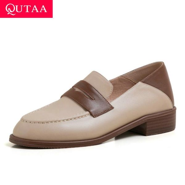 qutaa 2020 women shoes spring round toe casual ladies pumps quality cow leather square heel slip on single shoes size 34-39, Black
qutaa 2020 women shoes spring round toe casual ladies pumps quality cow leather square heel slip on single shoes size 34-39, Black