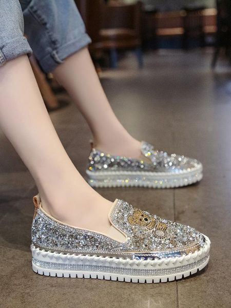 2019 autumn new one foot shallow mouth lazy shoes thick bottom casual rhinestones versatile flat shoes fashion women's tide, Black
2019 autumn new one foot shallow mouth lazy shoes thick bottom casual rhinestones versatile flat shoes fashion women's tide, Black