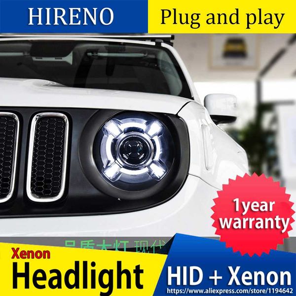 

car styling head lamp case for renegade headlights renegade 2015-2017 led headlight drl lens double beam bi-xenon hid