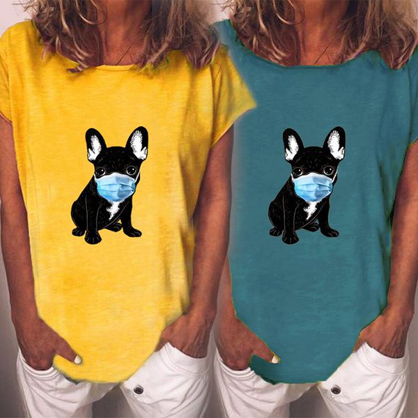 loose womens designer t shirt dog print short sleeve tees pullover crew neck female clothing, White
loose womens designer t shirt dog print short sleeve tees pullover crew neck female clothing, White