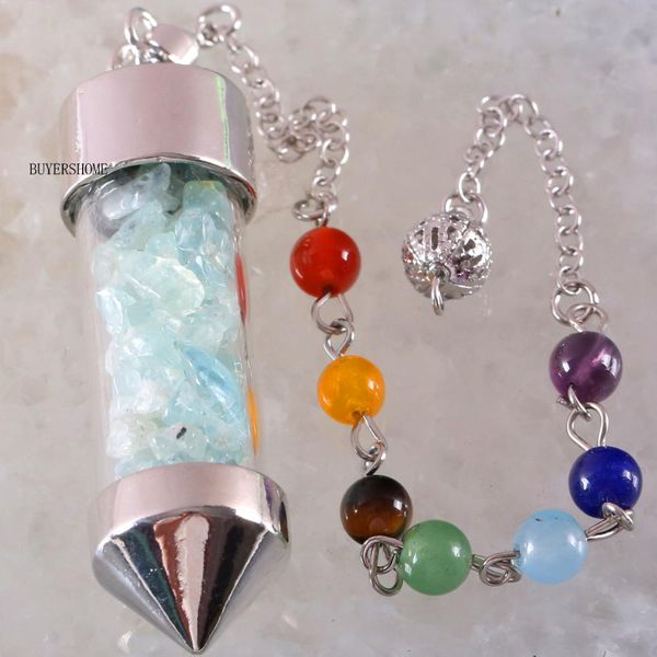 7 chakra wishing bottle pendulum reiki natural chip stone blue stone pendant necklace for women men divination amulet k613, Bronze;silver
7 chakra wishing bottle pendulum reiki natural chip stone blue stone pendant necklace for women men divination amulet k613, Bronze;silver