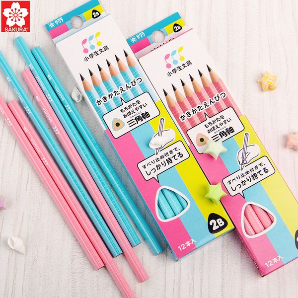 japan sakura triangle 2b pencil primary school student special correction grip child learning supplies blue pink cute stationery
japan sakura triangle 2b pencil primary school student special correction grip child learning supplies blue pink cute stationery