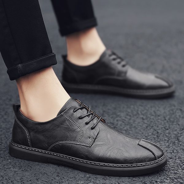 men shoes split leather casual shoes fashion oxfords men's men driving breathable lace up flats, Black
men shoes split leather casual shoes fashion oxfords men's men driving breathable lace up flats, Black