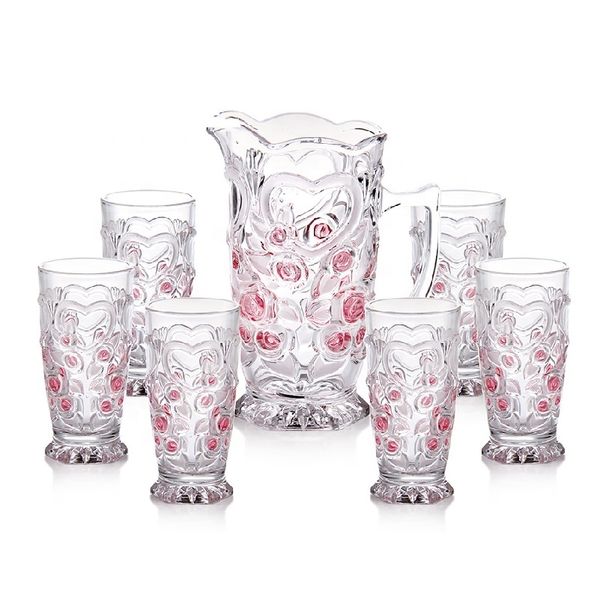 new design sprayed color 7pcs heart-shaped engraved glass drinking set,glass jug set/water/juice set with 6cups
new design sprayed color 7pcs heart-shaped engraved glass drinking set,glass jug set/water/juice set with 6cups