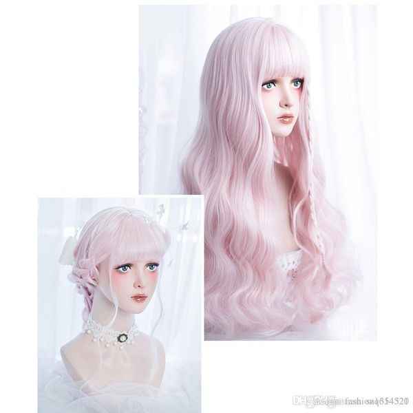 60cm long curly pink ombre heat resistant bangs cute party synthetic cosplay wig, Black
60cm long curly pink ombre heat resistant bangs cute party synthetic cosplay wig, Black
