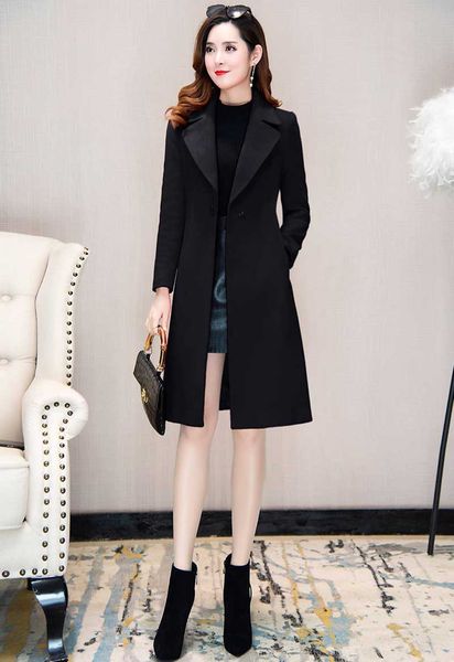 2019 new woolen coat women's mid-length knee-length fall and winter korean version of the waist suit collar woolen coat tide, Black
2019 new woolen coat women's mid-length knee-length fall and winter korean version of the waist suit collar woolen coat tide, Black