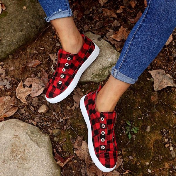 four seasons new style american sailing cloth shoes style flat flat plaid check shoes fashion a foot pedal board, Black
