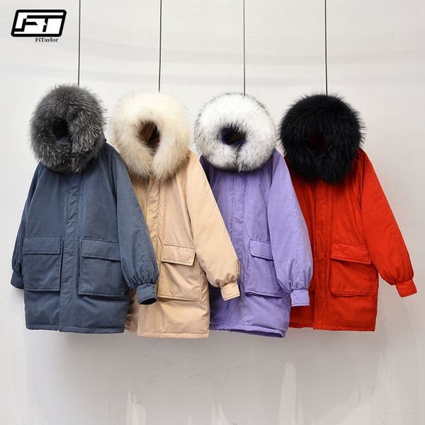 fitaylor winter women jackets hooded white duck down parkas large raccoon fur collar casual down jacket female snow outerwear, Black
fitaylor winter women jackets hooded white duck down parkas large raccoon fur collar casual down jacket female snow outerwear, Black