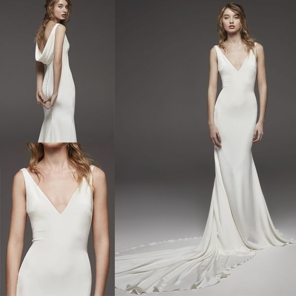 simple bohemian mermaid wedding dresses satin deep v neck backless beach boho bridal gowns court train bride dress, White
simple bohemian mermaid wedding dresses satin deep v neck backless beach boho bridal gowns court train bride dress, White